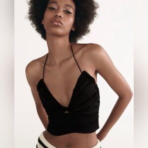 Zara Black Draped Halter Top